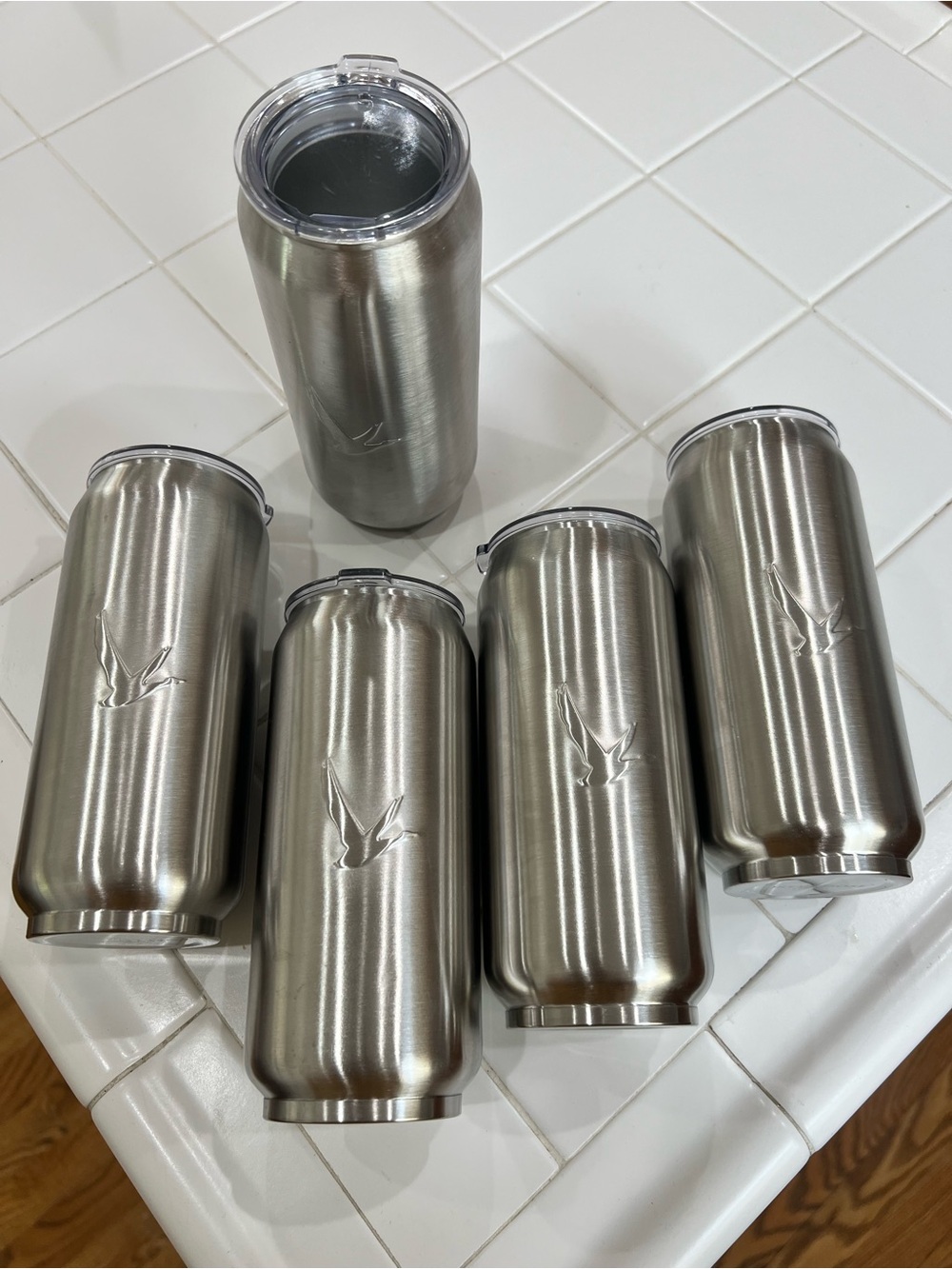 Grey Goose Vodka Stainless Steel insulated Tumblers w/Lids, France Set of 5 New